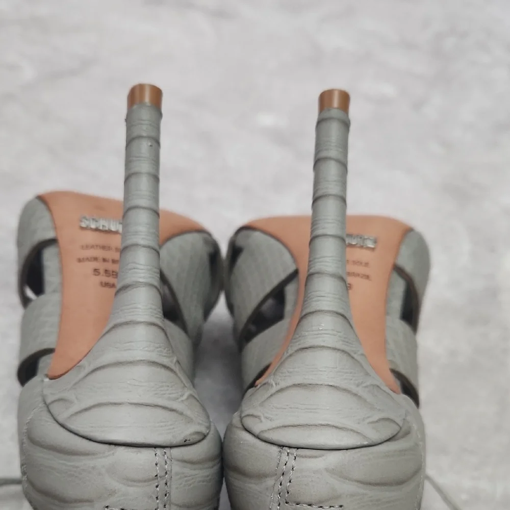 Schutz Elegant Gray Lace-Up Heels - Picture 5 of 7